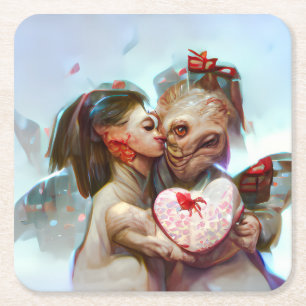 Posavasos Cuadrado De Papel Whimsical Alien Romance