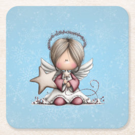 Posavasos Cuadrado De Papel Whimsical Christmas Angel