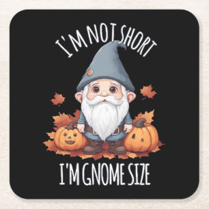 Posavasos Cuadrado De Papel Whimsical Cute Gnome en otoño