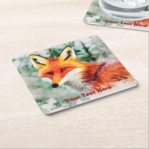 Posavasos Cuadrado De Papel Whimsical Red Fox