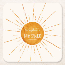 Posavasos Cuadrado De Papel Whimsical Sunshine Baby Shower