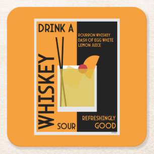 Posavasos Cuadrado De Papel Whiskey Sour Cocktail Napkin