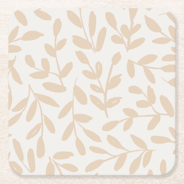 Posavasos Cuadrado De Papel Whisperleaf-Subtle Botanical In Cream & Beige (Anverso)
