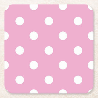 Posavasos Cuadrado De Papel White Polka on Pink