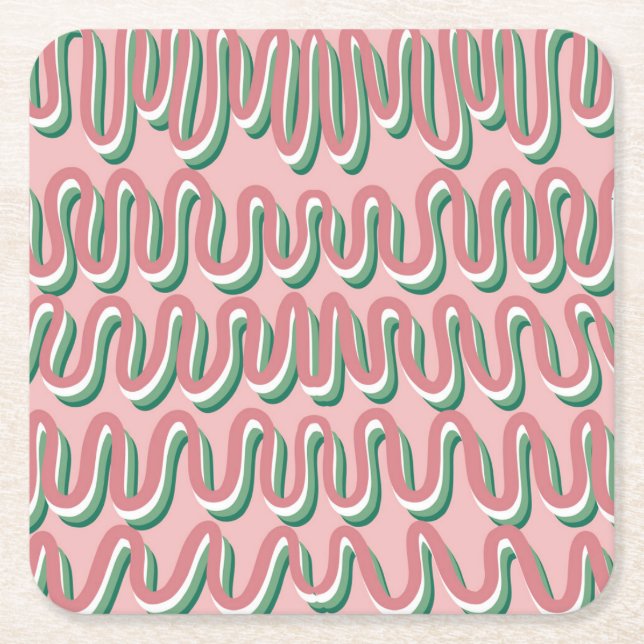 Posavasos Cuadrado De Papel Wiggle Coaster (Anverso)