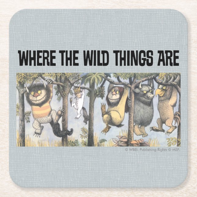 Posavasos Cuadrado De Papel Wild Things and Max Swinging From Trees (Anverso)