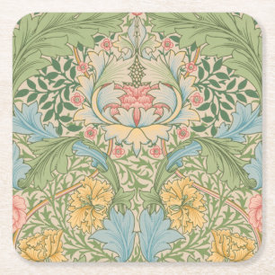 Posavasos Cuadrado De Papel William Morris Flor Floral Botánica Myrtle