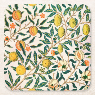 Posavasos Cuadrado De Papel William Morris Fruta Granada Vintage