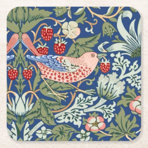 Posavasos Cuadrado De Papel William Morris Fruta Robada Coral Marina