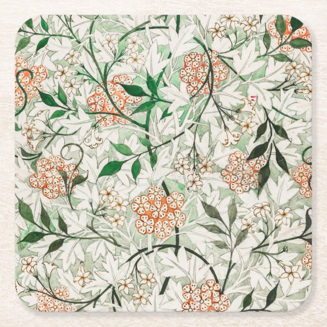 Posavasos Cuadrado De Papel William Morris Jasmine Garden Flower Classic (Anverso)