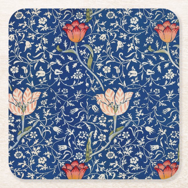 Posavasos Cuadrado De Papel William Morris Medway Blue Floral (Anverso)