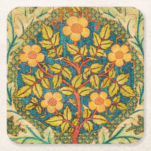 Posavasos Cuadrado De Papel William Morris Rosa Wreath: Arte y artesanía clási