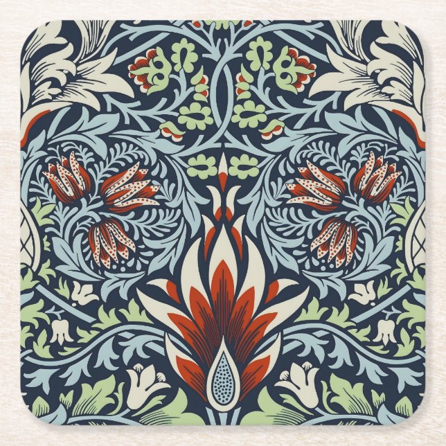 Posavasos Cuadrado De Papel William Morris Snakeshead Floral Classic Botanical (Anverso)