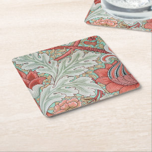 Posavasos Cuadrado De Papel William Morris Vintage St James Hojas de Acanto