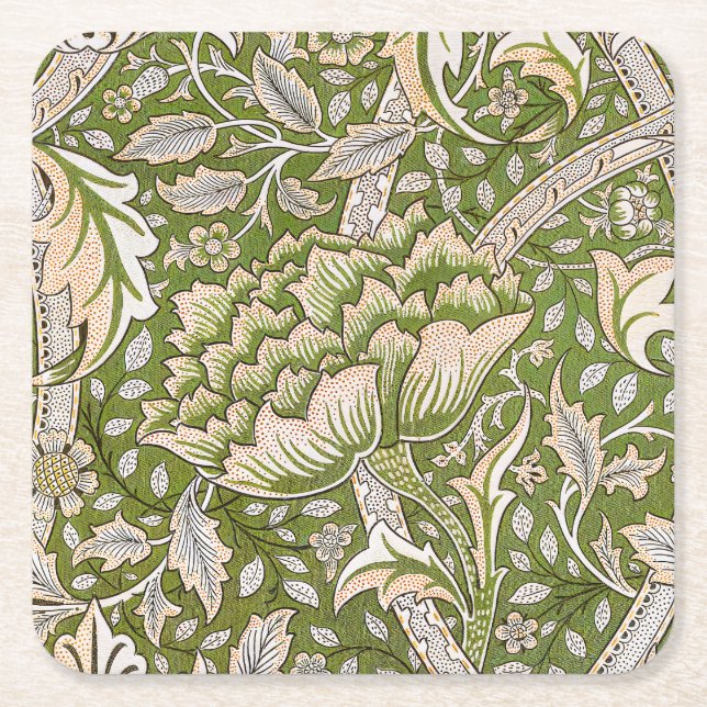 Posavasos Cuadrado De Papel William Morris Windrush Floral Pattern Classic (Anverso)