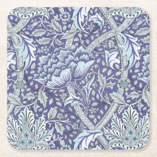 Posavasos Cuadrado De Papel William Morris Windrush patrón floral azul