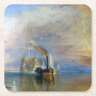 Posavasos Cuadrado De Papel William Turner - El Temeraire en lucha