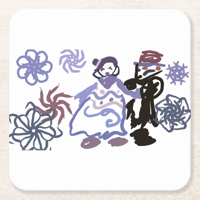 Posavasos Cuadrado De Papel Winter wedding  (Anverso)