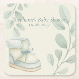Posavasos Cuadrado De Papel Winter Wonder Baby Shower 