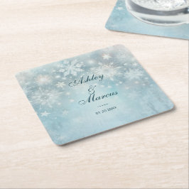 Posavasos Cuadrado De Papel Winter Wonderland Snowflake
