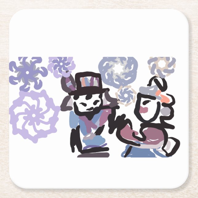 Posavasos Cuadrado De Papel Winterland love (Anverso)