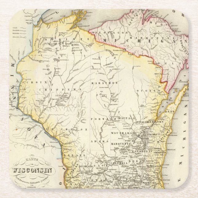Posavasos Cuadrado De Papel Wisconsin 6 (Anverso)