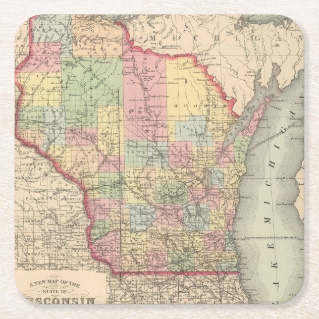 Posavasos Cuadrado De Papel Wisconsin 7 (Anverso)