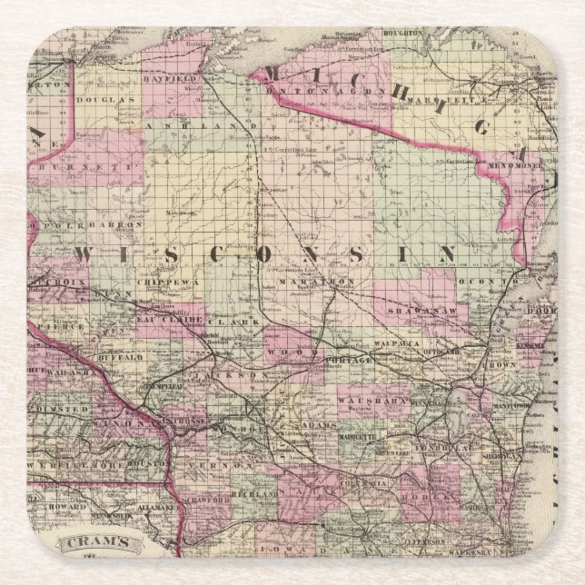 Posavasos Cuadrado De Papel Wisconsin 9 (Anverso)