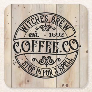 Posavasos Cuadrado De Papel Witches Brew Coffee Co