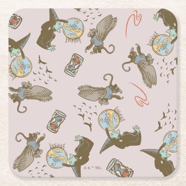 Posavasos Cuadrado De Papel Wizard of Oz™ Wicked Witch™ Crystal Ball Pattern (Anverso)