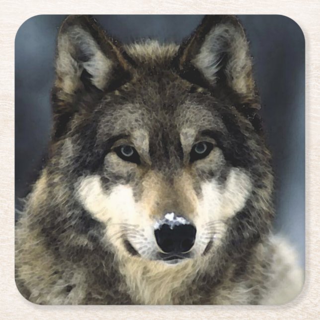 Posavasos Cuadrado De Papel Wolf (Anverso)