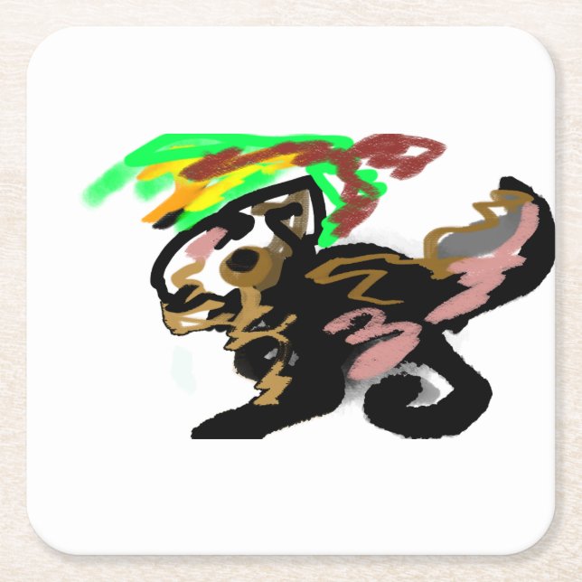 Posavasos Cuadrado De Papel Wolf autumn joy (Anverso)