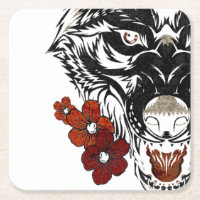Wolf Flower Tatoo Vintage