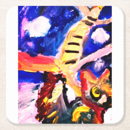 Posavasos Cuadrado De Papel Wolf in winter