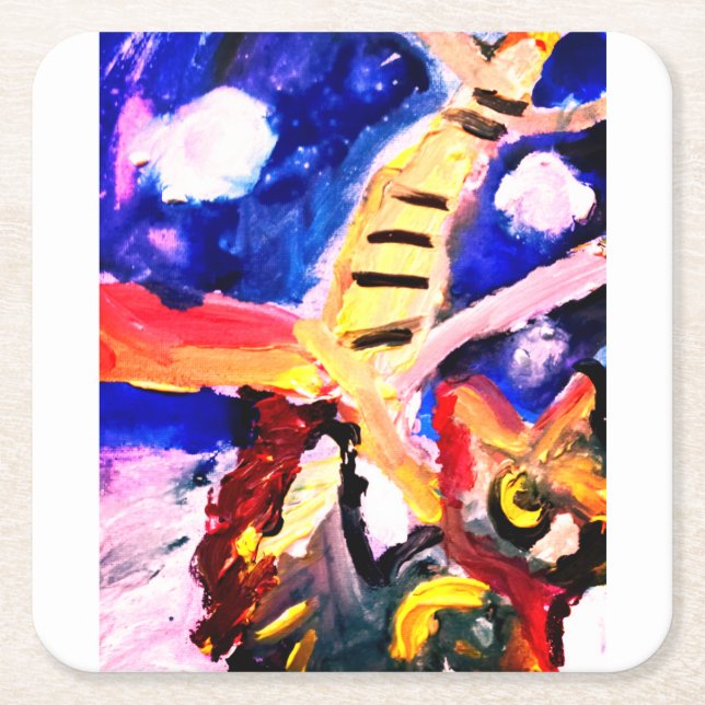 Posavasos Cuadrado De Papel Wolf in winter  (Anverso)