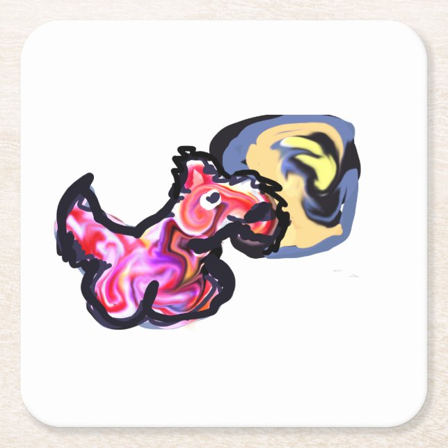 Posavasos Cuadrado De Papel Wolf light moon  (Anverso)