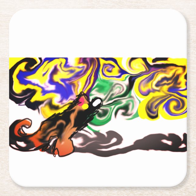 Posavasos Cuadrado De Papel Wolf night stary  (Anverso)