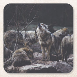 Posavasos Cuadrado De Papel Wolf Pack