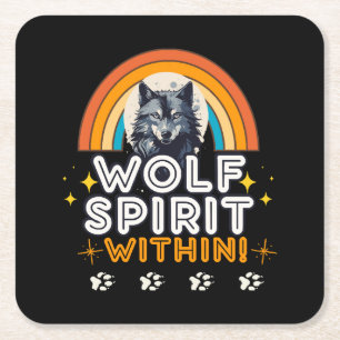Posavasos Cuadrado De Papel Wolf Spirit