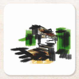 Posavasos Cuadrado De Papel Wolf winter fun