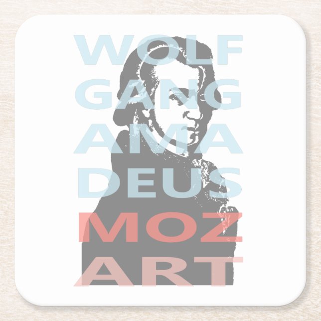 Posavasos Cuadrado De Papel Wolfgang Amadeus Mozart (Anverso)