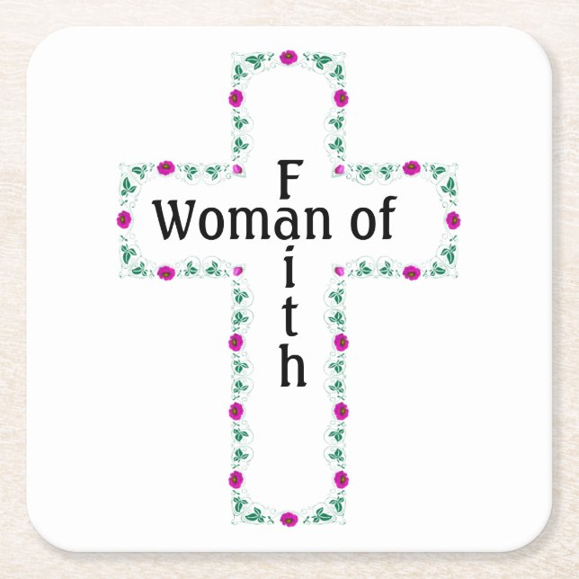 Posavasos Cuadrado De Papel Woman of faith (Anverso)