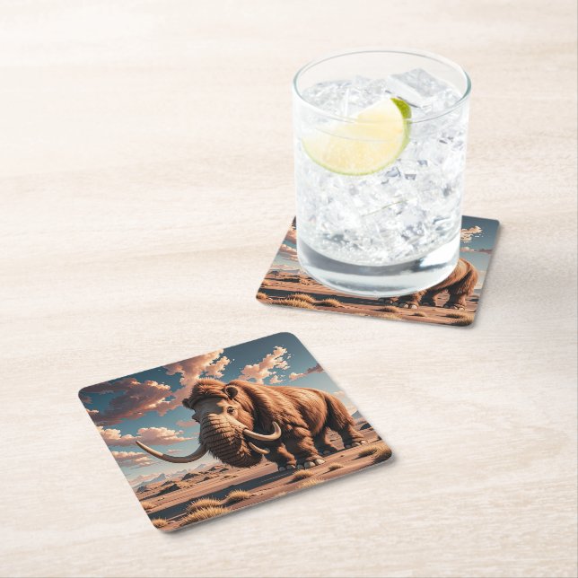 Posavasos Cuadrado De Papel Wooly Mammoth (In situ)