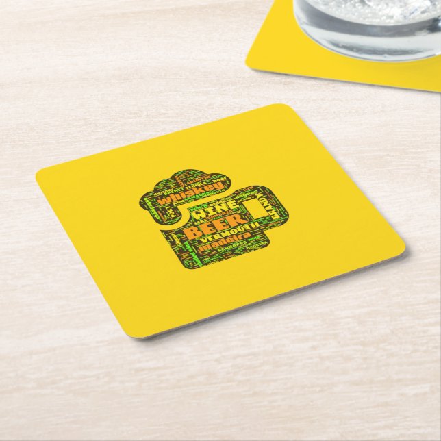Posavasos Cuadrado De Papel Word Cloud Coaster (En perspectiva)