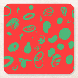 Posavasos Cuadrado De Papel x-mas rojos