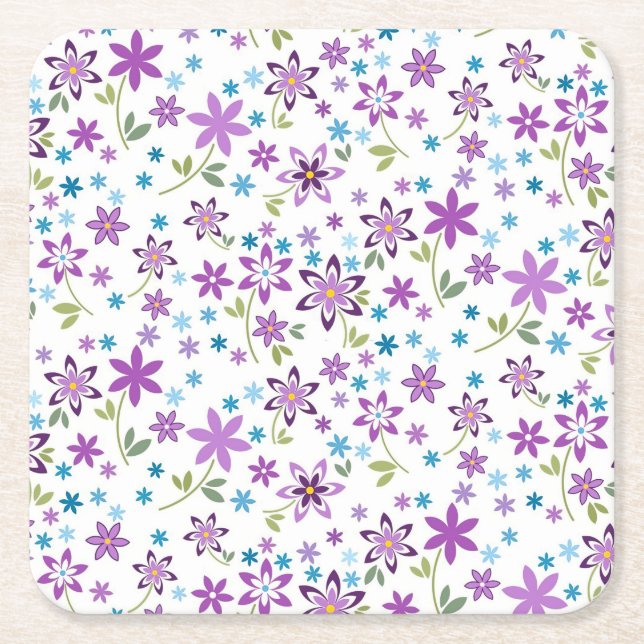 Posavasos Cuadrado De Papel Xmas Gift Cute Floral Ditsy (Anverso)