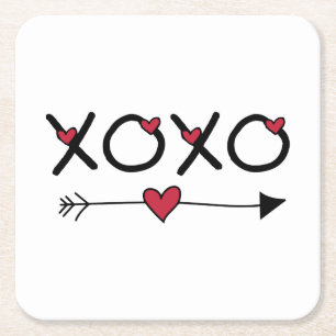 Posavasos Cuadrado De Papel XOXO Valentines