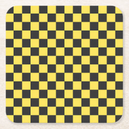 Posavasos Cuadrado De Papel Yellow and black checkerboard pattern