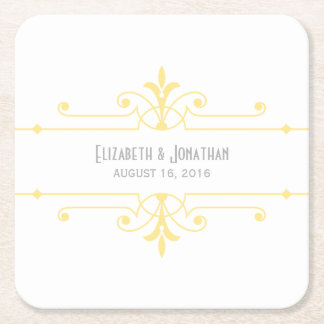 Posavasos Cuadrado De Papel Yellow v2 Fancy Ornamental Paper Coasters