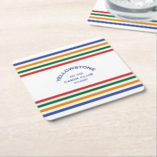 Posavasos Cuadrado De Papel Yellowstone Cabin Club Personalizado Escudo Paro S